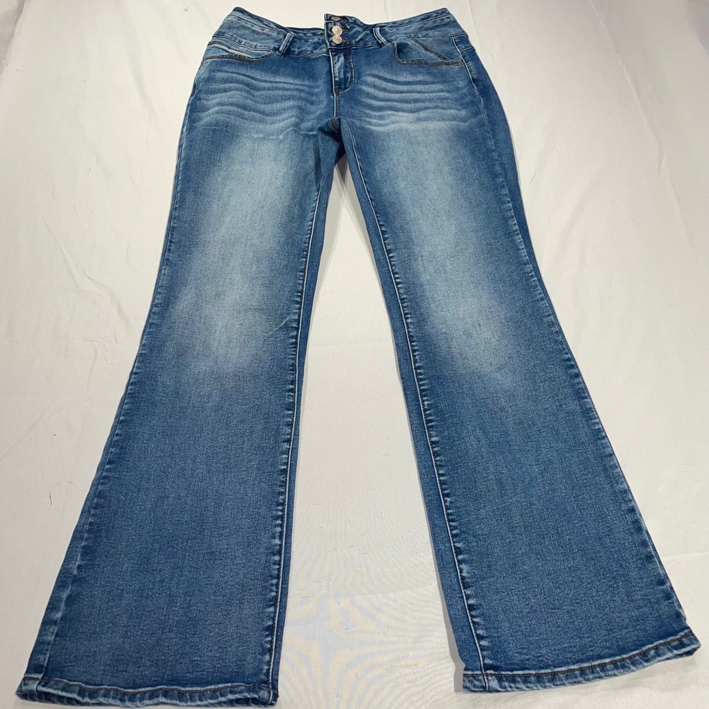 Flamingals Womens XL Blue Medium‎ Wash High Rise Bootcut Jeans 249921 HB Stretch
